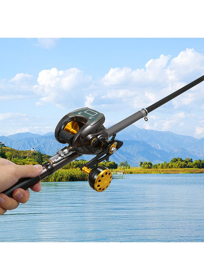 USB Rechargeable Carbon Fiber Baitcasting Reel 9+1BB Fishing Reel with Display High Speed 6.4: 1 Gear Ratio Magnetic Brake   System Baitcaster Reel For Right Hand