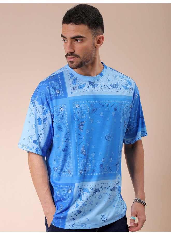 Casual Oversized Paisley Crew Neck Short Sleeves T-Shirt