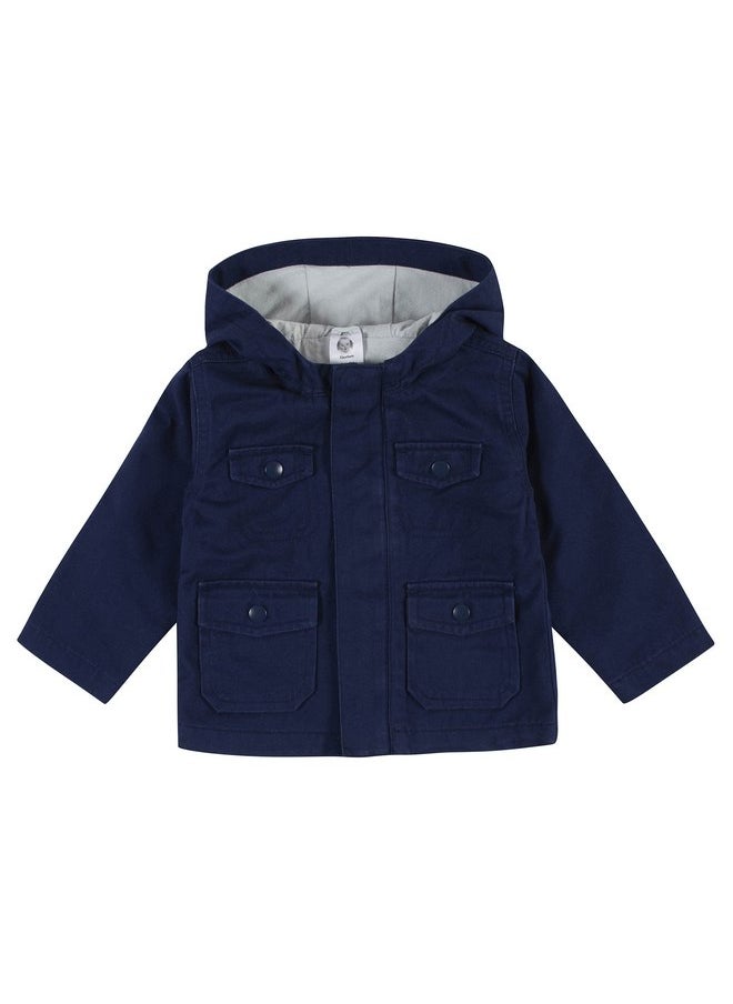 Gerber Toddler Hooded Cotton Twill Utility Jacket, Navy, 5T