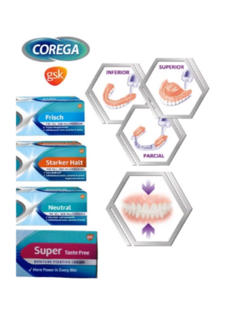 2 Pack of Corega Strong Hold All Day Long Denture Adhesive Flavor-Free Cream 40G