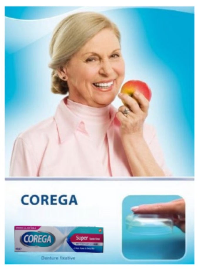 2 Pack of Corega Strong Hold All Day Long Denture Adhesive Flavor-Free Cream 40G