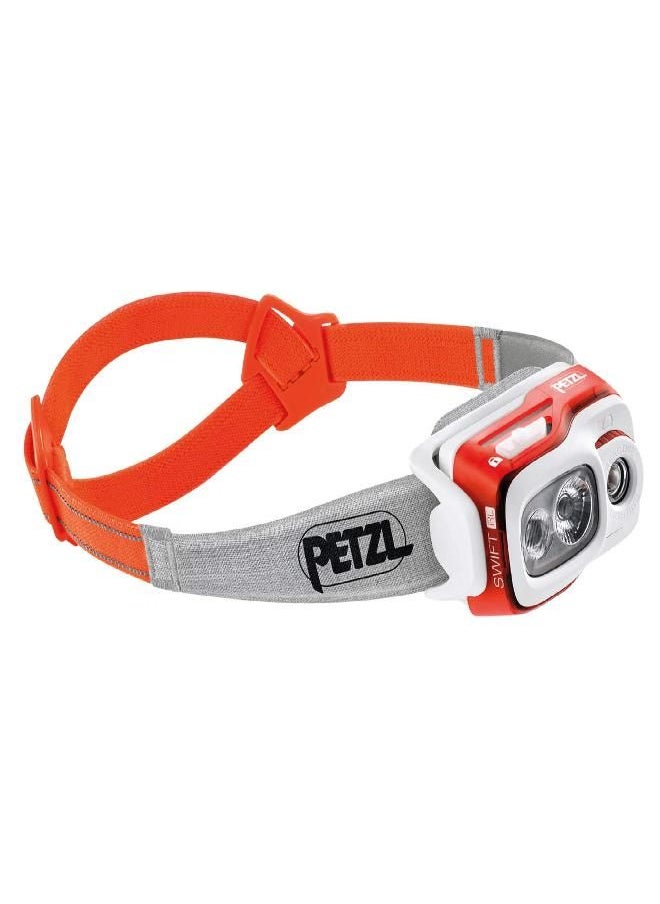 Petzl, Swift RL Rechargeable Headlamp with 900 Lumens & Automatic Brightness Adjustment, Orange