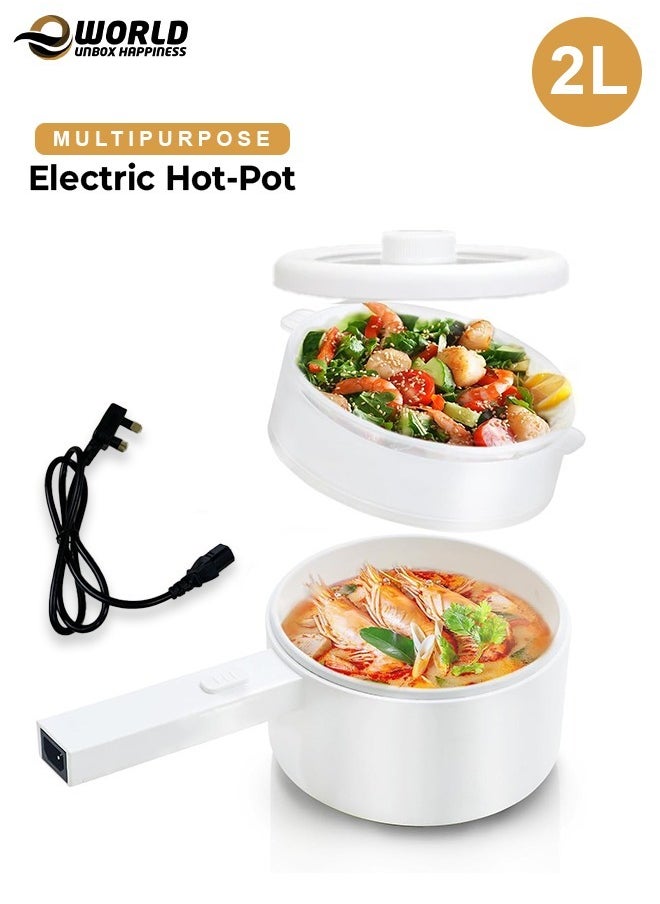 2L Electric Mini Hot Pot with Steamer, Overheat Protection, and Adjustable Temperature  Perfect for Dorms, Offices, and On the Go Cooking