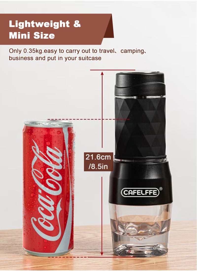 3-in-1 Portable Espresso Coffee Machine Manual Milk Frother For Nespresso Capsule and Coffee Powder 120ML Black