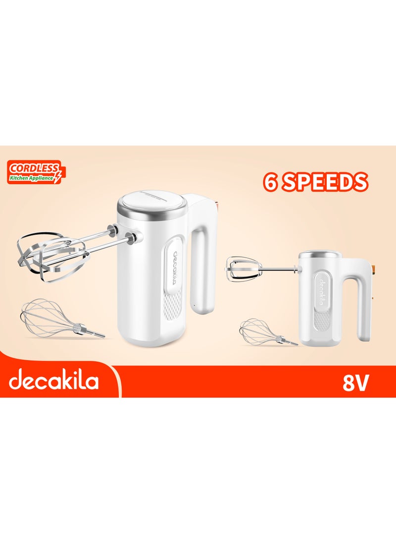 Decakila Cordless Hand Mixer 60W 6-Speeds Control