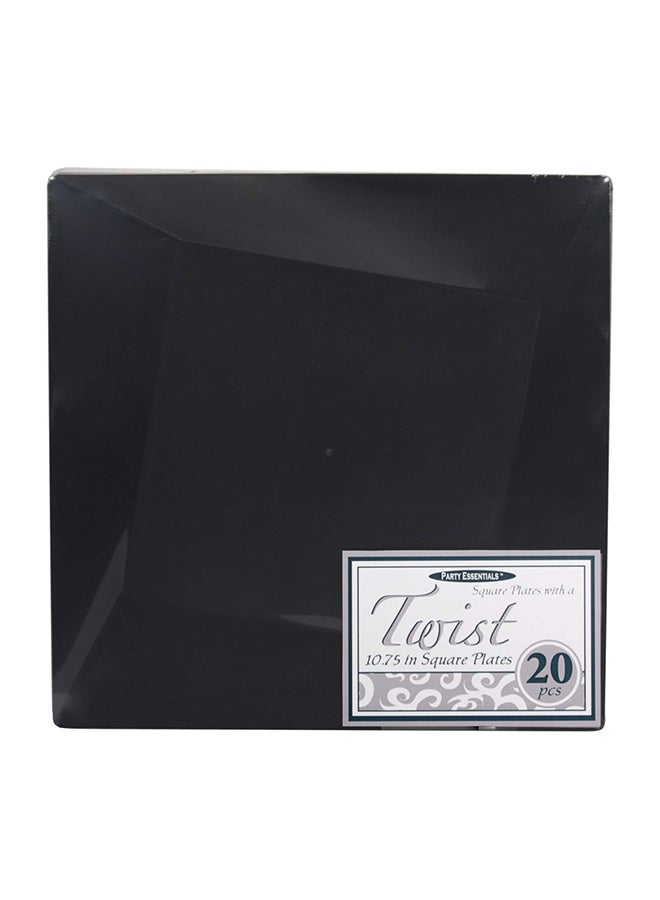 20-Piece Twisted Square Dinner Plate Black 10.75inch