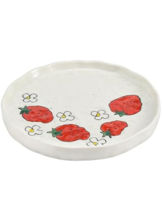 Ceramic Dinner Plate, Cute Strawberry Creative Plates Design, Printed Flowers Dinnerware for Office and Home, Kitchen Plates for Dessert (Strawberry)