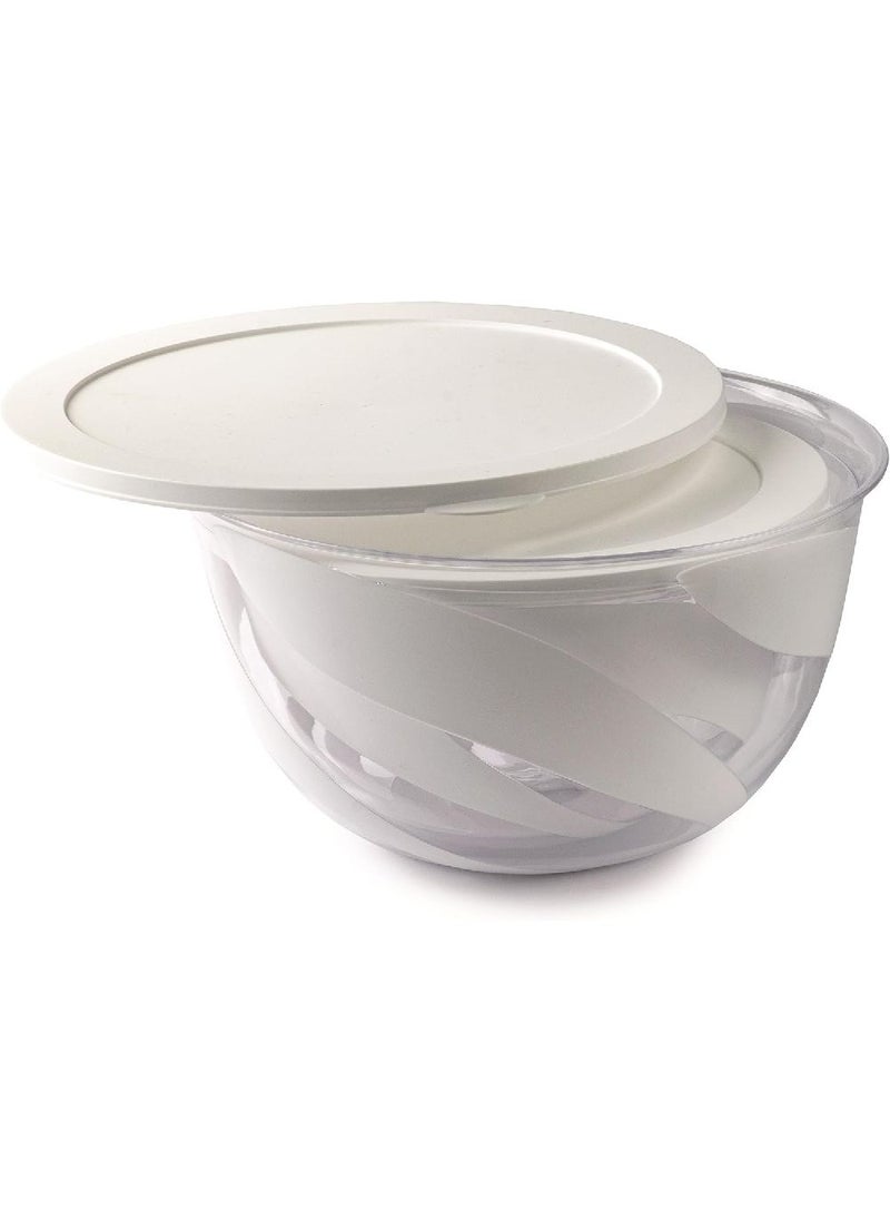 Snips 2 Pieces Salad Bowl 5 Liter and 3 Liter with lids 2 in 1 Set White, 0% BPA – Use & Reuse product – 100% Recyclable, Made in Italy,  010077