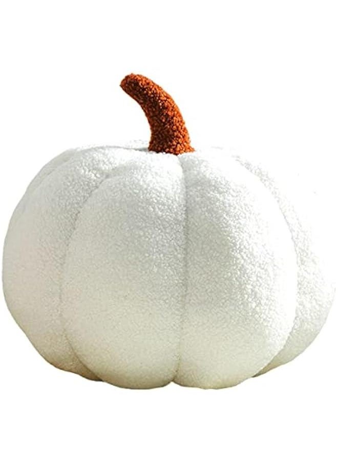 3D Simulated Pumpkin Pillow Plush Pillow Sofa Cushion (11inch, White)