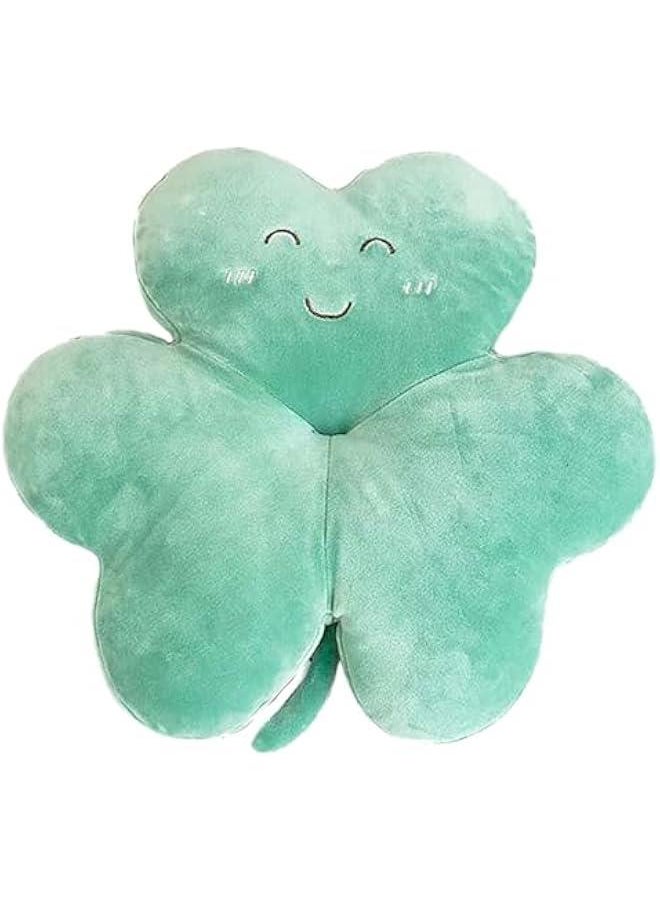 Smile clover cushion St. Parker's Day clover pillows Lucky four-leaf clover cushion (18.8in×16.5in, Green)