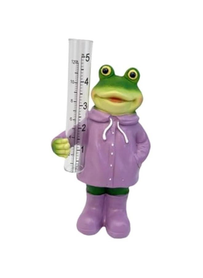 Garden Rain Gauge,Resin Figurine Rain Water Catcher Landscape Easy to Read Water Measuring Tool,Animal Statue for Courtyard, Frog 20.4x10.8x7.3cm