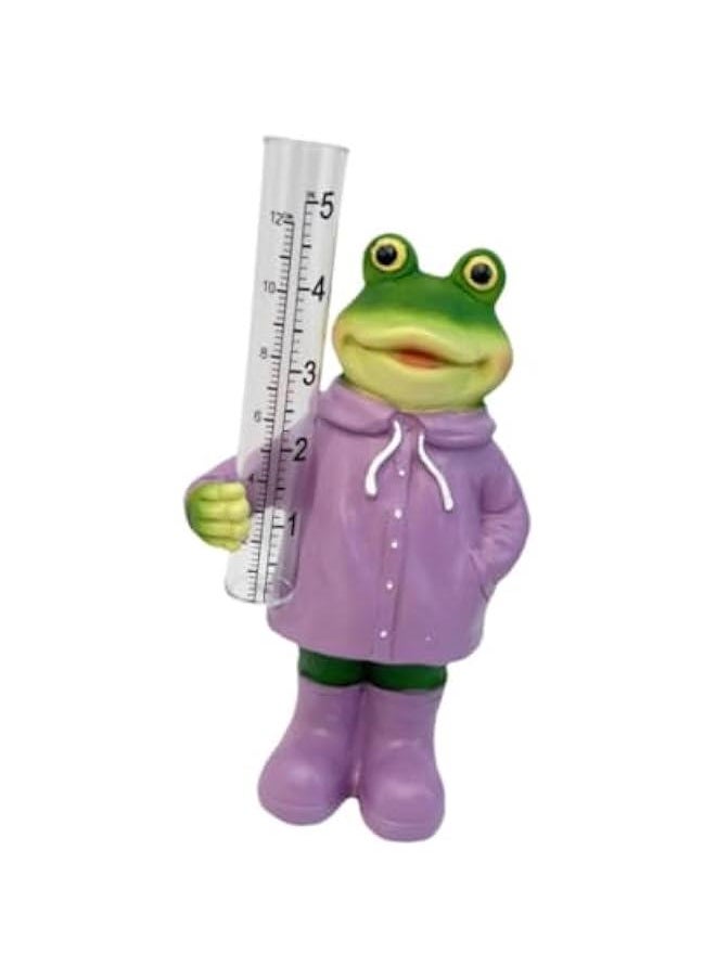 Garden Rain Gauge,Resin Figurine Rain Water Catcher Landscape Easy to Read Water Measuring Tool,Animal Statue for Courtyard, Frog 20.4x10.8x7.3cm