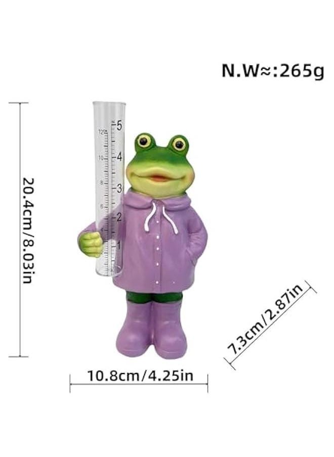 Garden Rain Gauge,Resin Figurine Rain Water Catcher Landscape Easy to Read Water Measuring Tool,Animal Statue for Courtyard, Frog 20.4x10.8x7.3cm