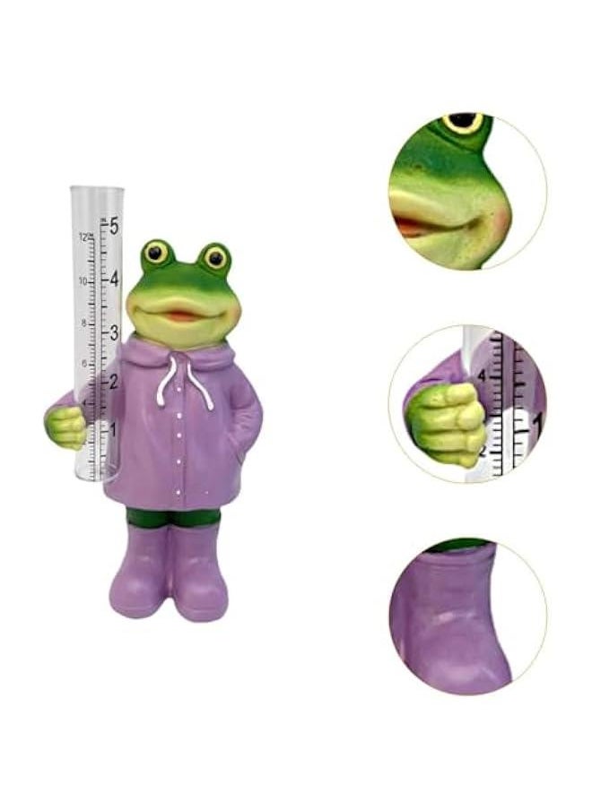 Garden Rain Gauge,Resin Figurine Rain Water Catcher Landscape Easy to Read Water Measuring Tool,Animal Statue for Courtyard, Frog 20.4x10.8x7.3cm