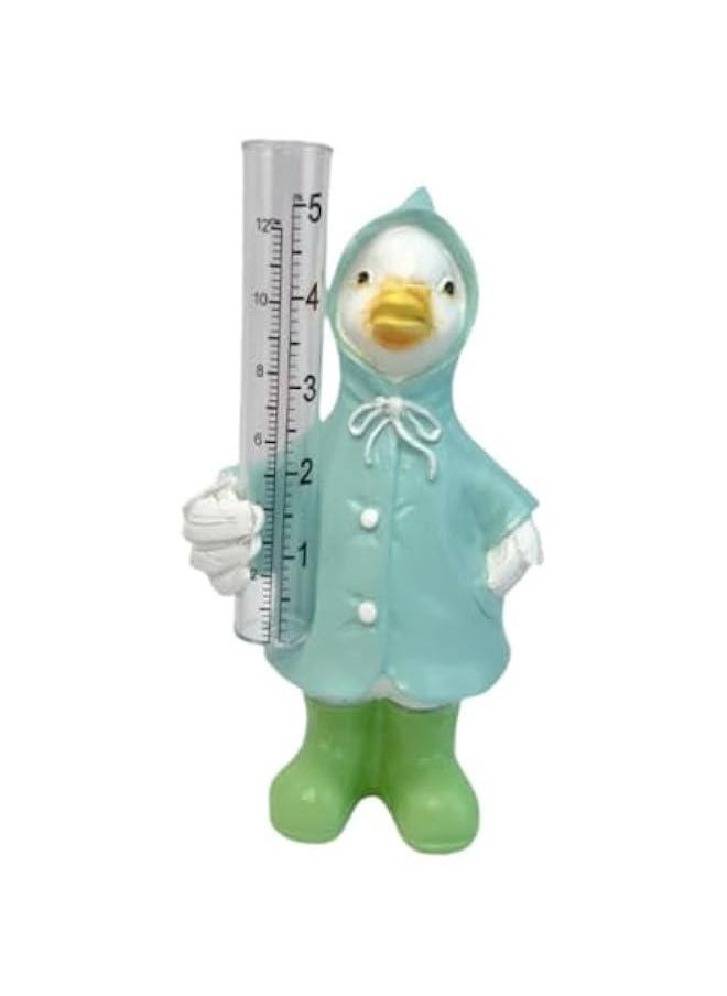 Garden Rain Gauge,Resin Figurine Rain Water Catcher Landscape Easy to Read Water Measuring Tool,Animal Statue for Courtyard, Duck 20.4x10.3x7.3cm