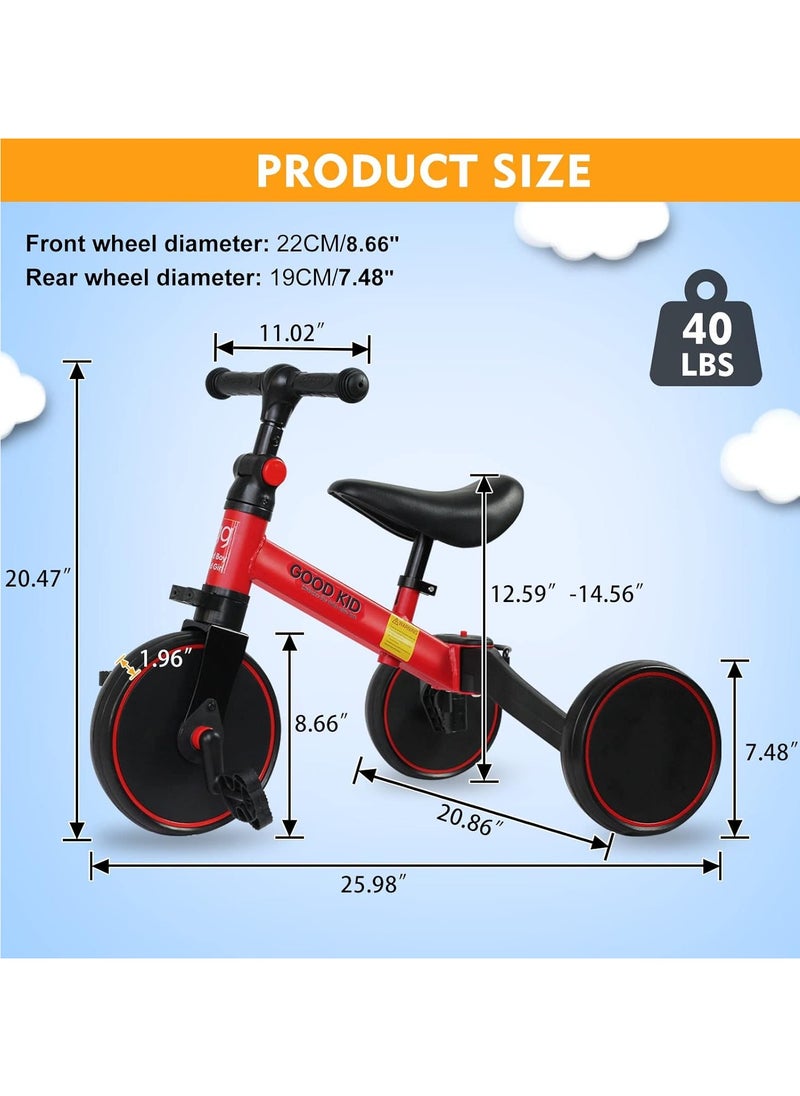 Good Boy/Girl 2-in-1 Transformable Kids Tricycle & Balance Bike – Adjustable Handle, Detachable Pedals, for 1.5-5 Years Old