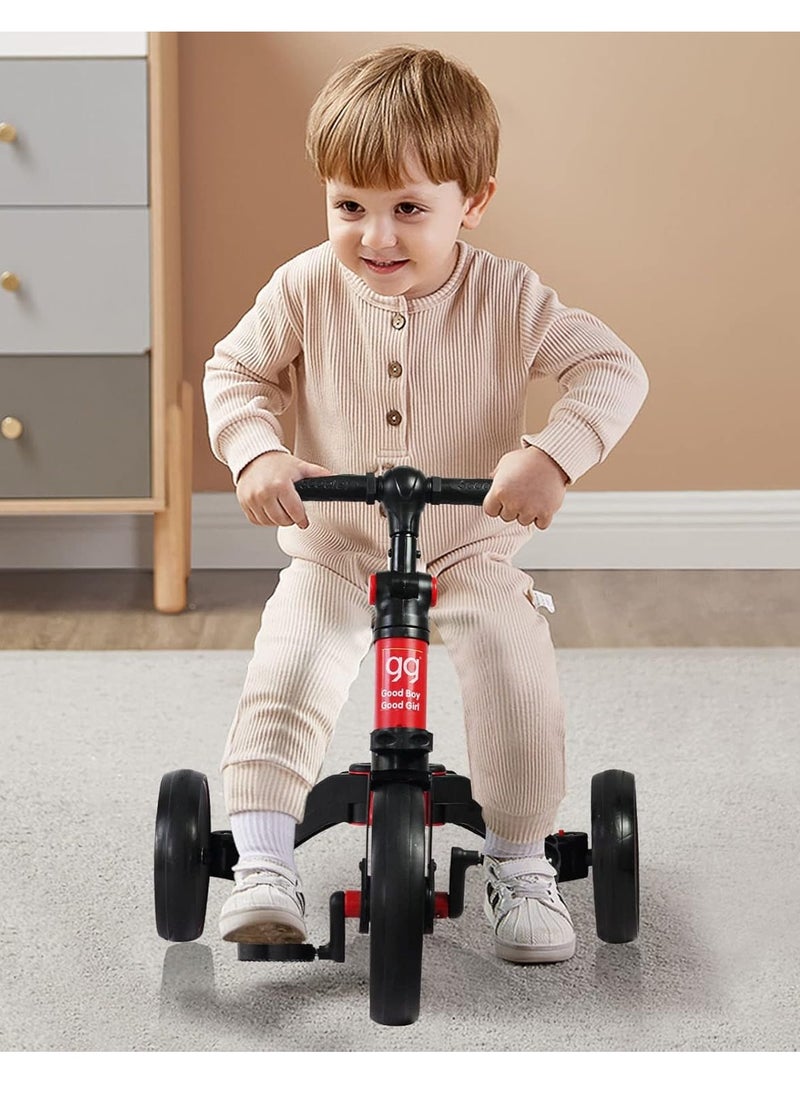 Good Boy/Girl 2-in-1 Transformable Kids Tricycle & Balance Bike – Adjustable Handle, Detachable Pedals, for 1.5-5 Years Old