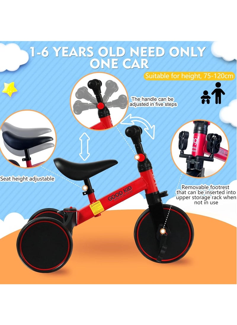 Good Boy/Girl 2-in-1 Transformable Kids Tricycle & Balance Bike – Adjustable Handle, Detachable Pedals, for 1.5-5 Years Old