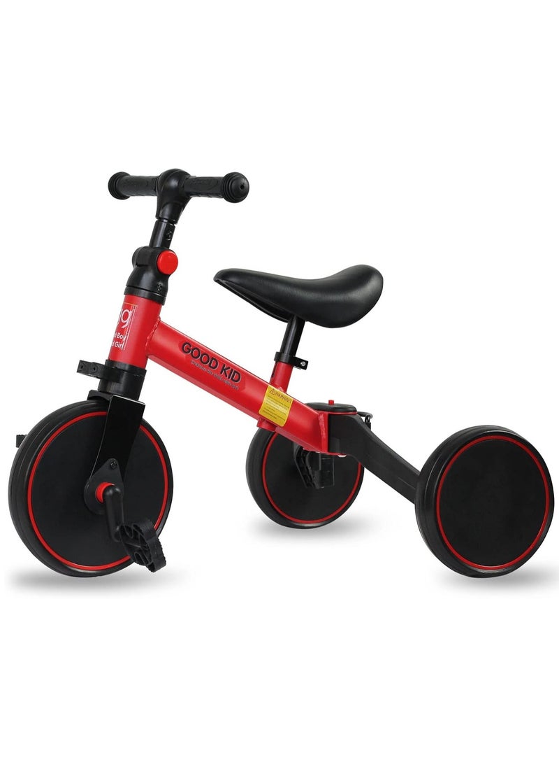 Good Boy/Girl 2-in-1 Transformable Kids Tricycle & Balance Bike – Adjustable Handle, Detachable Pedals, for 1.5-5 Years Old