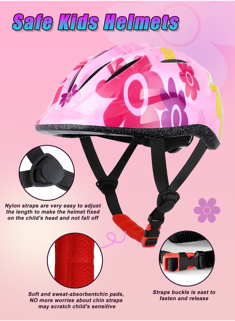 Kids Helmet Adjustable with Sports Protective Gear Set Knee Elbow Wrist Pads for Toddler Ages 3 to 8 Years Old Boys Girls Cycling Skating Scooter Helmet