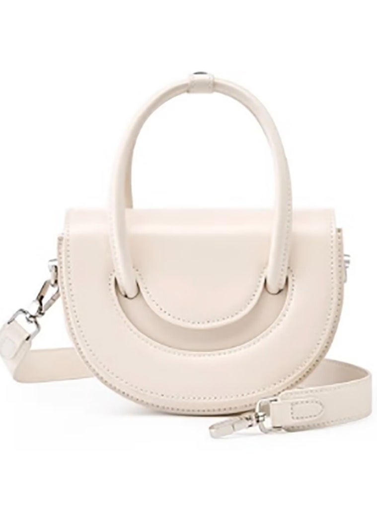 White Saddle Bag – Genuine Leather Handbag for Women, Elegant Crossbody Handbag with Classic Saddle Design, Luxury Sling Bag for Ladies, Shoulder Tote for Everyday Use, Durable and Stylish Small Purse, Perfect for Work, Shopping, and Casual Outings