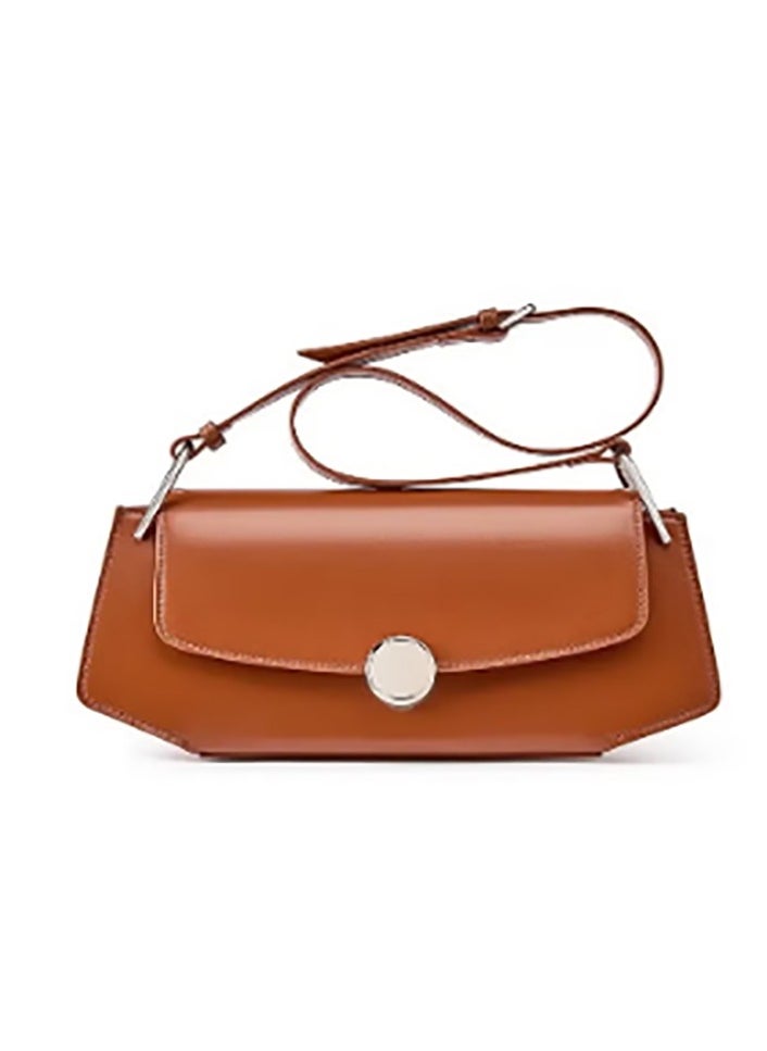 Brown Longline Bag – Genuine Leather Handbags for Women, Stylish Crossbody Bag with Metal Frame and Kiss Lock Design, Vintage-Inspired Handbag for Everyday Use, Spacious and Durable Shoulder Bag Tote, Perfect for Work, Shopping, or Casual Outings