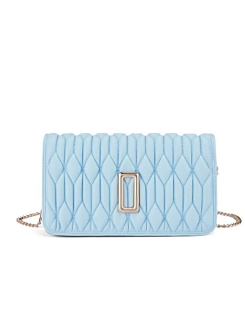 Light Blue Ruched Bag - Genuine Leather Handbag for Women, Stylish Crossbody Bag and Trendy Small Purse, Versatile Top Handle Handbag with Textured Structured Design, Compact and Lightweight Bag with Craftsmanship, Ideal for Any Outfit or Occasion