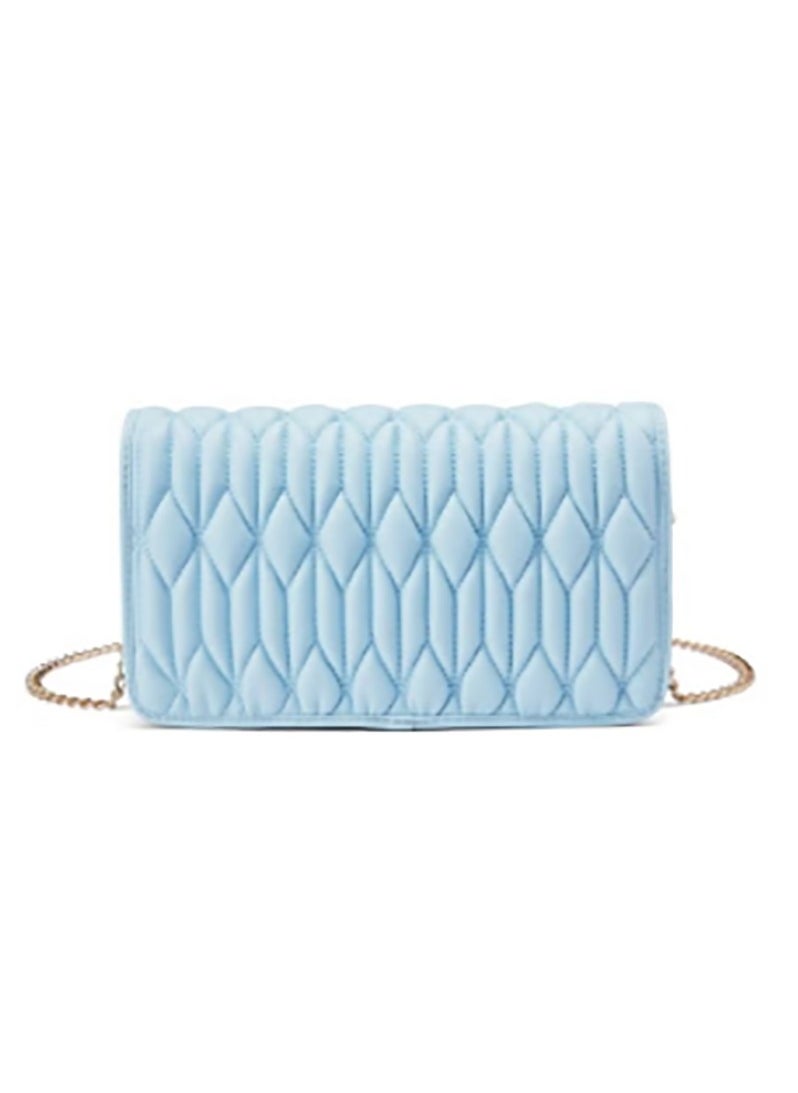 Light Blue Ruched Bag - Genuine Leather Handbag for Women, Stylish Crossbody Bag and Trendy Small Purse, Versatile Top Handle Handbag with Textured Structured Design, Compact and Lightweight Bag with Craftsmanship, Ideal for Any Outfit or Occasion