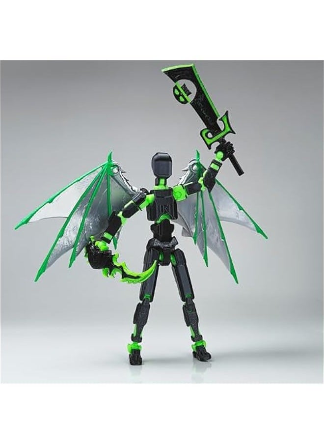 T13 Action Figure Set, Titan 13 t Action Figure 3D Printed 13 Action Figure Articulated, for Collectors Desktop Decorations, New Black Green with Tools Need Assemble