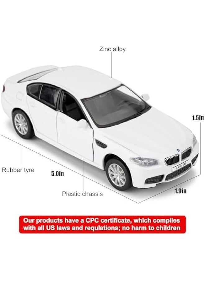 Die-Casting Alloy Toy Car, 1/36 Scale BMW M5 Model Car, Toy Car with Pull Back Function, Suitable for Collecting Decorative Model Toys, Car Gift for Boys and Girls (White)