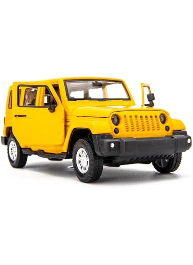 Diecast Car Toy Car, Wrangler Sahara 1:32 Scale Alloy Pull Back Model Car, Sound and Light Toys, Suitable for Girls and Boys Children's Toys, Collectible Model Car Children's Gifts (Yellow)