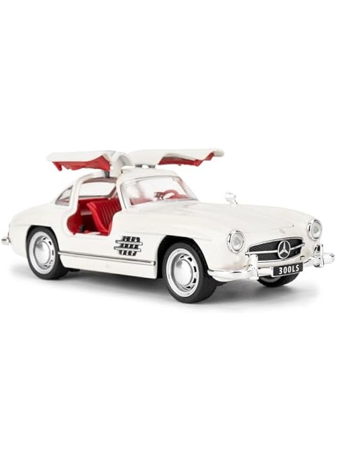 1955 Mercedes-Benz 300sl Vintage Car Model, 1/32 Toy Car with Sound and Light Function, Children's Toy Model Car with PullBack Function, Collector's Quality Model Car, Gift for Children (white)