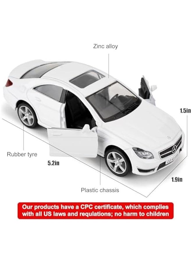 1/36 Mercedes-Benz CLS 63 AMG Alloy Model Car with Pull Back Function Toy Car for Collecting and Decorating Model Toys, Car Gifts for Boys and Girls (White)