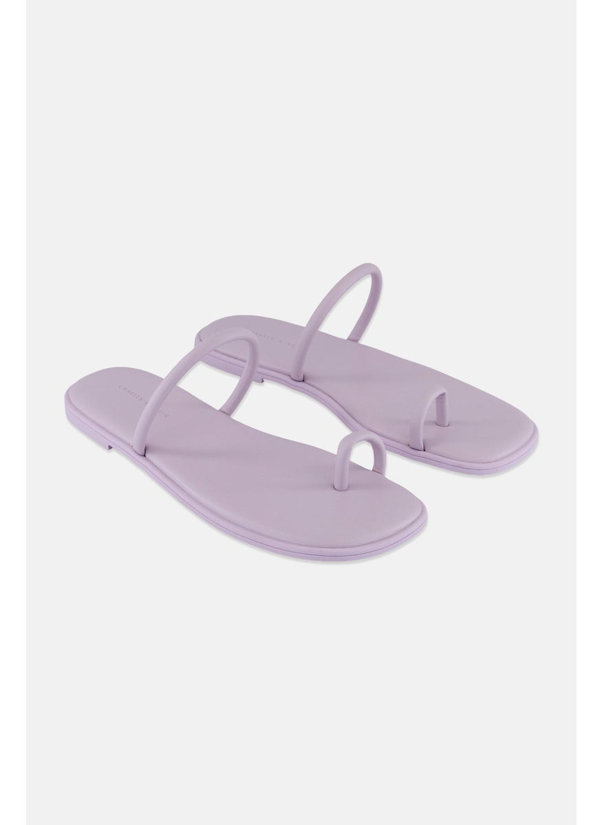 Women Toe Ring Slip On Flats, Lavender