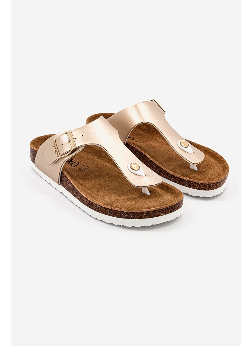 Women Slip On Slide Sandals, Gold