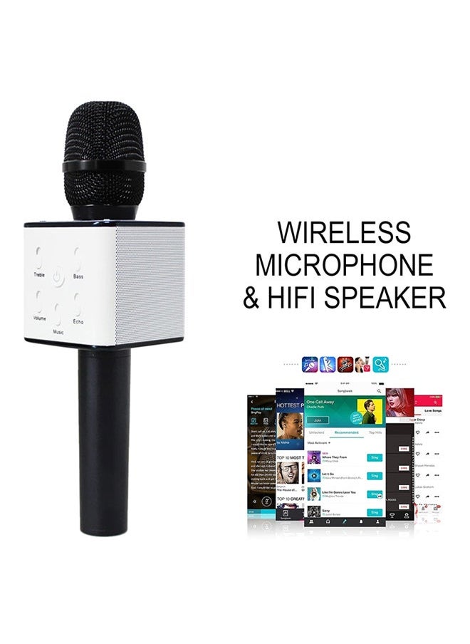 Q7 Bluetooth Karaoke Microphone With Speaker wireless-microphone-black Black/White