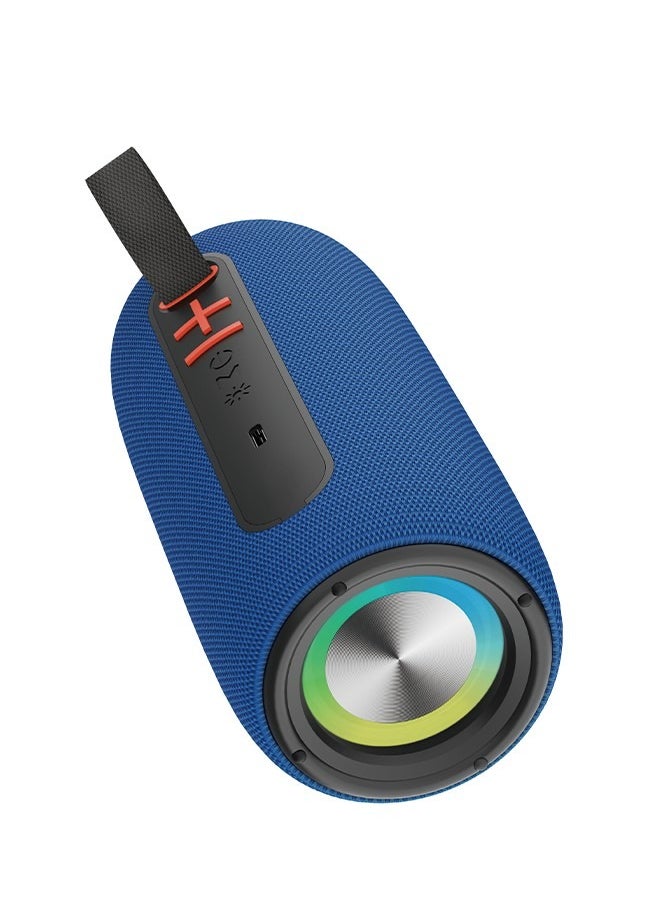 Portable Bluetooth Speaker, Wireless Waterproof Stereo with FM Radio/USB Charging/RGB Flash, Bass Boost, HD Sound for Outdoor, Travel, and Home Use Blue