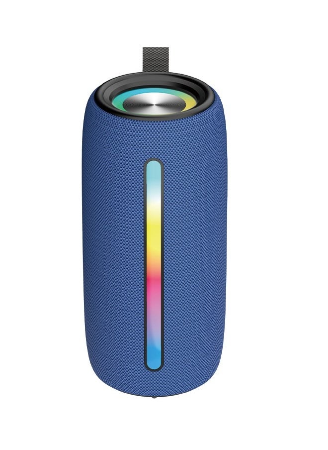 Portable Bluetooth Speaker, Wireless Waterproof Stereo with FM Radio/USB Charging/RGB Flash, Bass Boost, HD Sound for Outdoor, Travel, and Home Use Blue