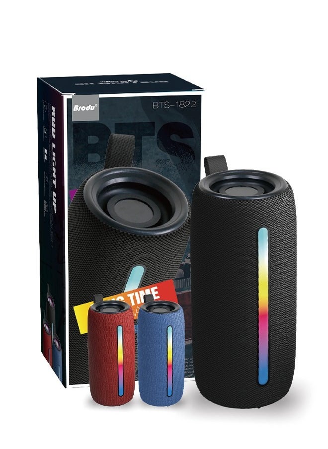 Portable Bluetooth Speaker, Wireless Waterproof Stereo with FM Radio/USB Charging/RGB Flash, Bass Boost, HD Sound for Outdoor, Travel, and Home Use Red