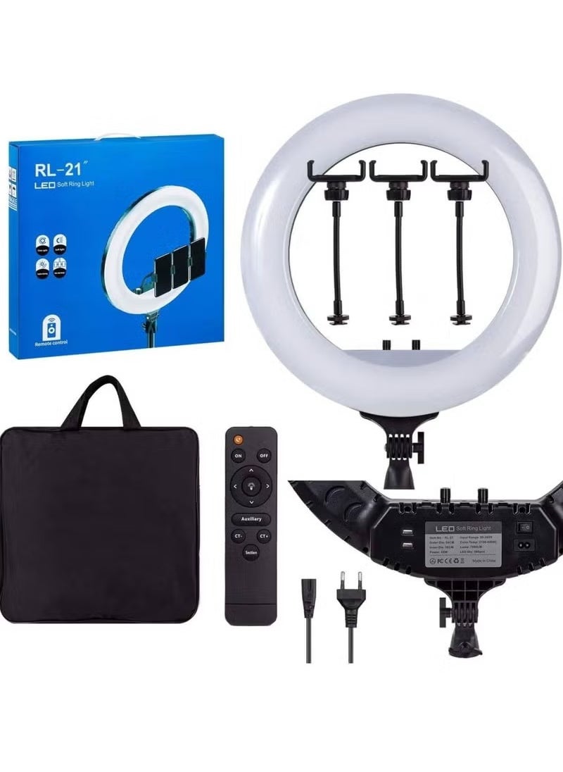 21 inch Professional Big LED Selfie Ring Light With 3 Mount Phone Holders For Reels Photo Shoot Live Stream Makeup Videos