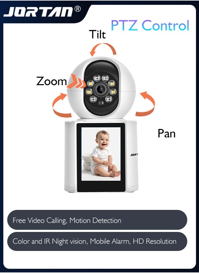 5MP HD Smart Video Call Camera 360° Pan & Tilt Home PTZ Camera with Motion Detection, Color & IR Night Vision, Mobile Alarm, and Real-Time Alerts for Home Security