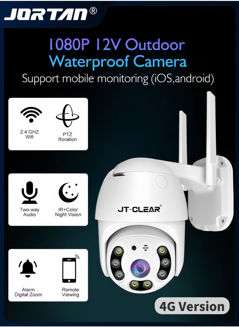 1080P Smart Camera Outdoor Waterproof Wireless 4G Camera for Home Security System IP66 Waterproof Camera with Motion Detection & Two-Way Talk & & Color Night Vision & Lightning Protection