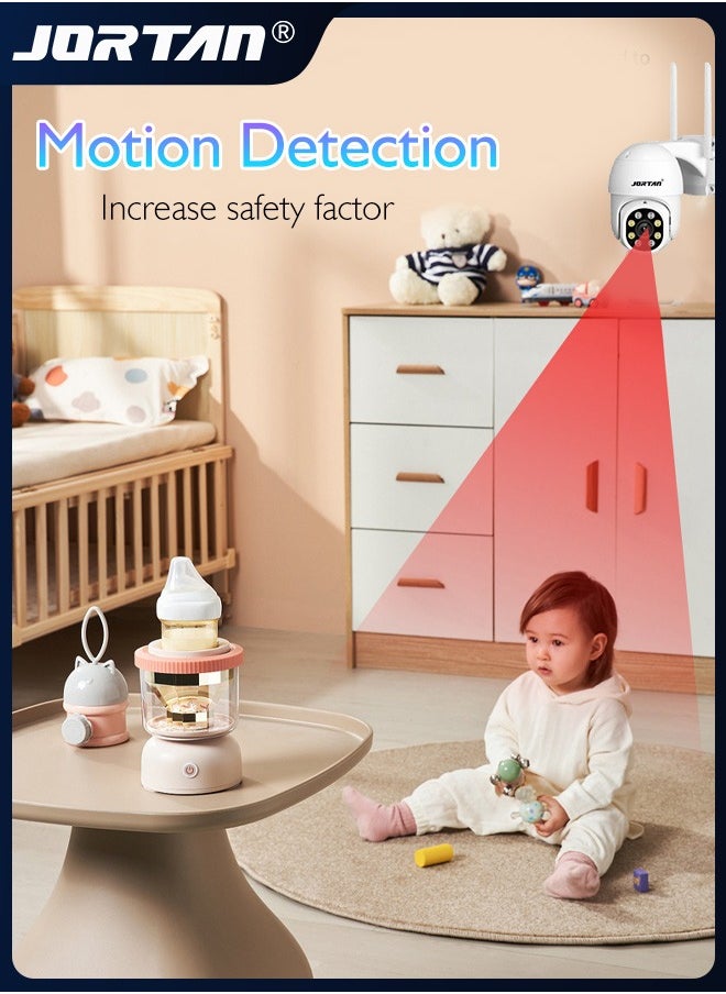 4MP Indoor/Outdoor WiFi PTZ Camera Smart Camera for Home Easy to Install Security System Waterproof Camera with 360° View & Full Color IR Night Vision & Motion Detection & 2-Way Audio