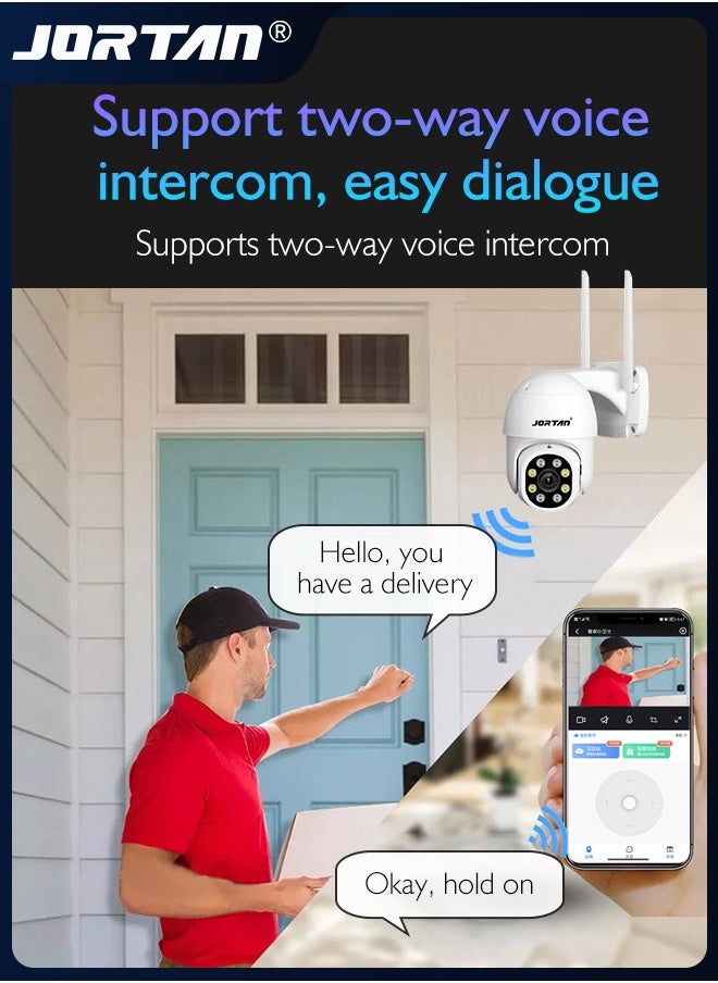 4MP Indoor/Outdoor WiFi PTZ Camera Smart Camera for Home Easy to Install Security System Waterproof Camera with 360° View & Full Color IR Night Vision & Motion Detection & 2-Way Audio