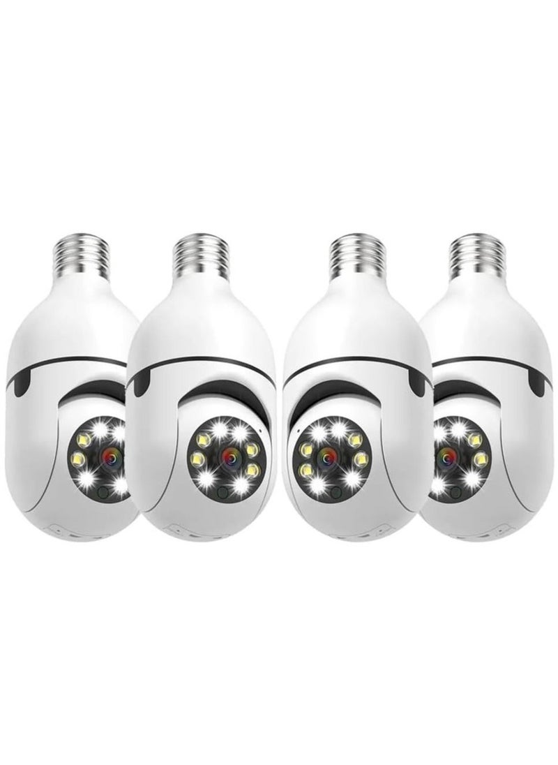 4Pack HD 1080P Wireless Light-Bulb Security Camera, Work with 2.4ghz&5ghz WiFi, Motion Auto Tracking, 2 Way Audio, Spotlight Night Vision, E27 Screw-in CCTV Camera (4pcs)