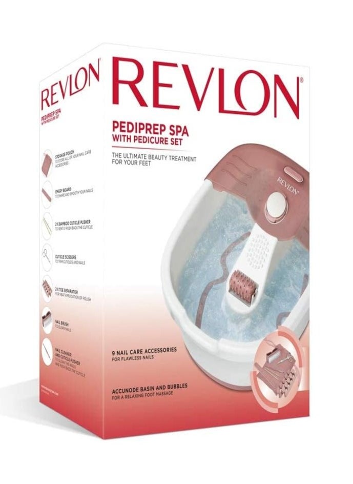 Revlon Relaxing Bubbling Massage Pediprep Foot Spa with 9 Pieces Nail Care Set by Revlon