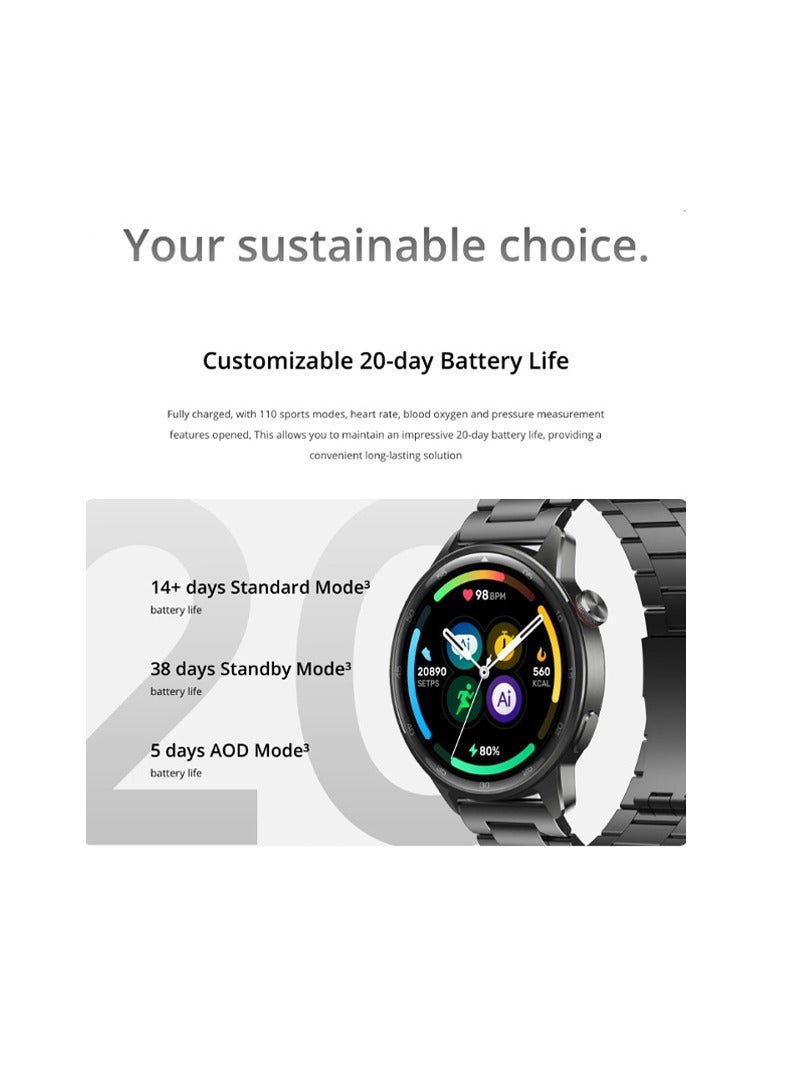 380 mAh New realme Watch S2 SmartWatch 1.43'' AMOLED Display Blood Oxygen Sensor 20 Days Battery Life, Battery Watch Silver