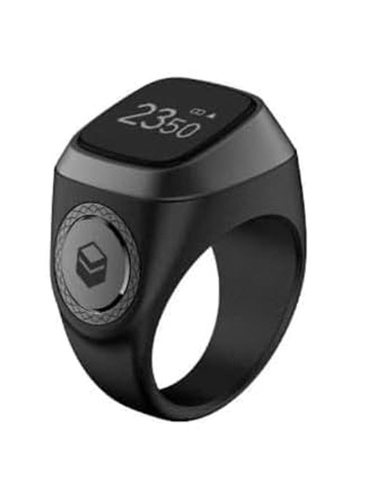 iQIBLA Smart Tasbih Zikr Ring, Muslim Prayer, Prayer Timing Reminder, Oled Display, Tasbih Counter, Smart Ring, Wearable Technology, Waterproof Space Grey 20MM Zikr Plus USB Cable (Black Gray)