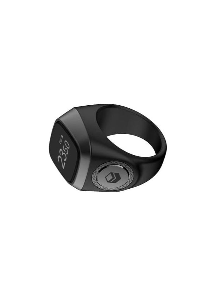 iQIBLA Smart Tasbih Zikr Ring, Muslim Prayer, Prayer Timing Reminder, Oled Display, Tasbih Counter, Smart Ring, Wearable Technology, Waterproof Space Grey 20MM Zikr Plus USB Cable (Black Gray)