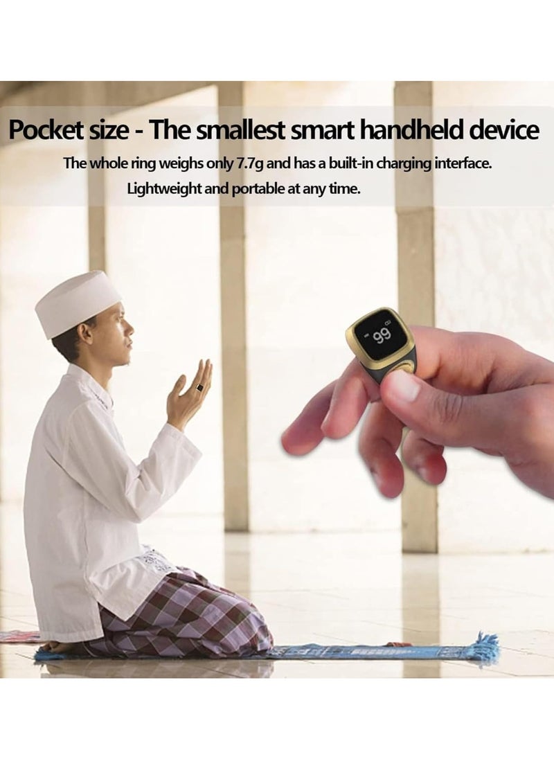iQIBLA Smart Tasbih Zikr Ring E01, Muslim Prayer Timing Reminder, Oled Display, Tasbih Counter, Smart Ring, Tasbih Ring, Wearable Technology, 5 Time App Notification (Violet, 20mm)